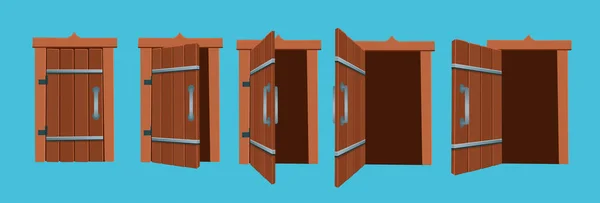 Ilustracja Wektora Kreskówki Otwartych Zamkniętych Drzwi — Wektor stockowy