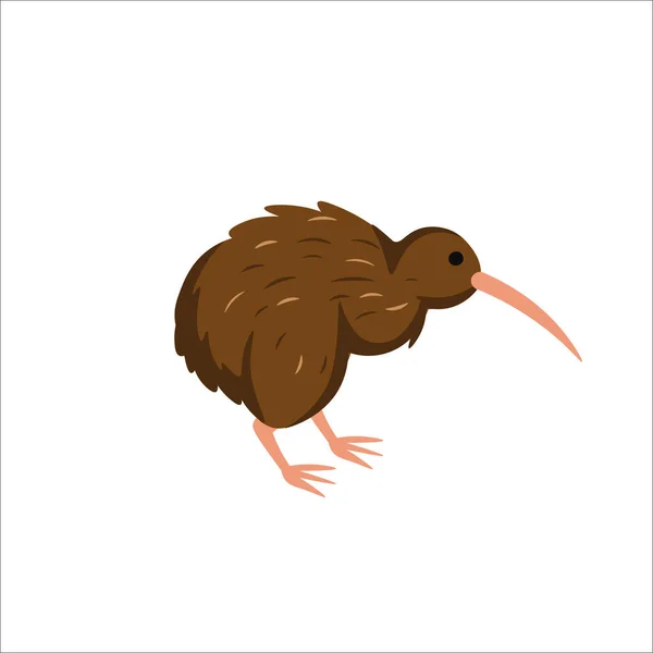 Cartoon Kiwi Oiseau Sur Fond Blanc Illustration Dessin Animé Plat — Image vectorielle