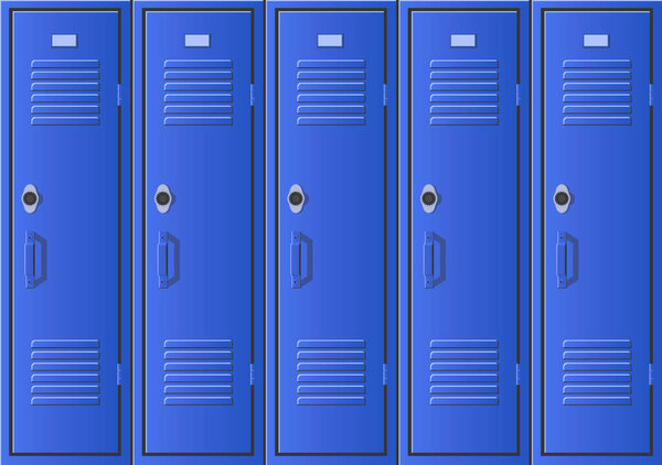  Голубая школа или спортивные шкафчики. Плоская векторная иллюстрация.