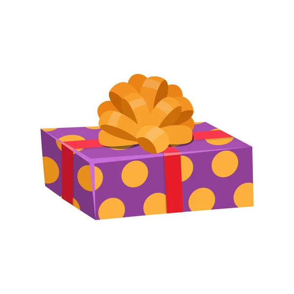 Purple Gift Box Yellow Bow — Stock Vector