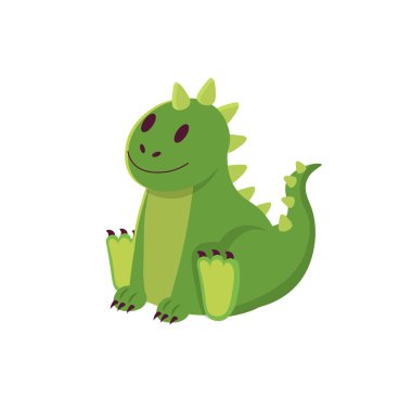 Beyaz arka planda ejderha oyuncağı. Çizgi film illüstrasyonu, vektör.