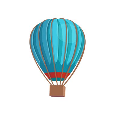 Beyaz arkaplanda mavi balon. Çizgi film illüstrasyonu, vektör..