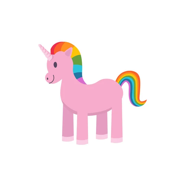 Unicorn Toy Rainbow Mane Tail White Background Cartoon Illustration Vector — Stock Vector