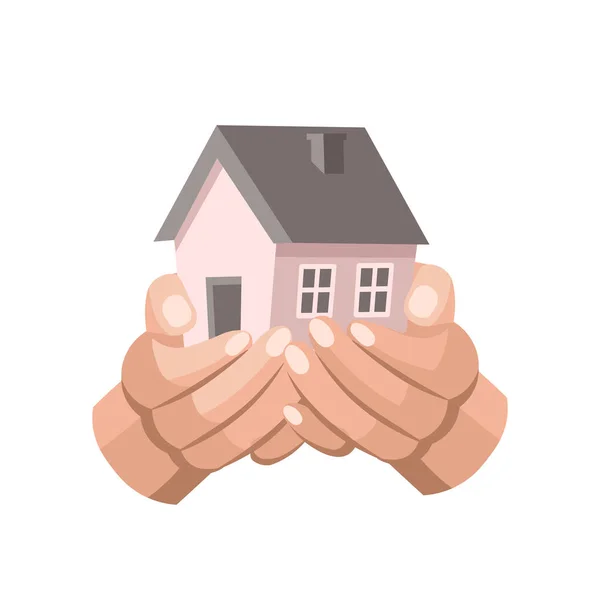 Mains Tenant Maison Concept Loyer Achat Une Maison Hypothèque Assurance — Image vectorielle
