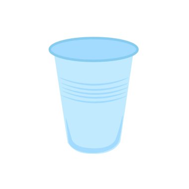 Mavi plastik bardak. Vektör illüstrasyonu izole edilmiş beyaz arkaplan