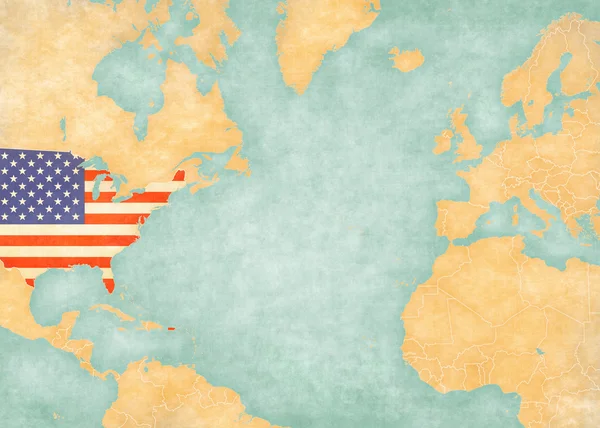 Карта Северной Атлантики - Соединенные Штаты Америки (Винтажная серия ) — стоковое фото