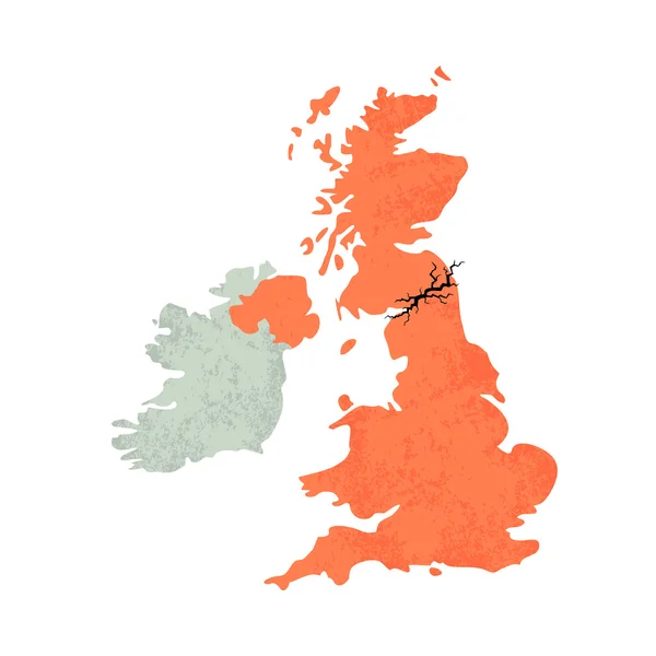 Карта Великобритании с трещиной — стоковый вектор