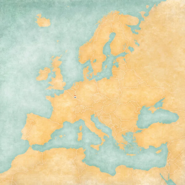 Mapa Europy - Luksemburg (serii Vintage) — Zdjęcie stockowe