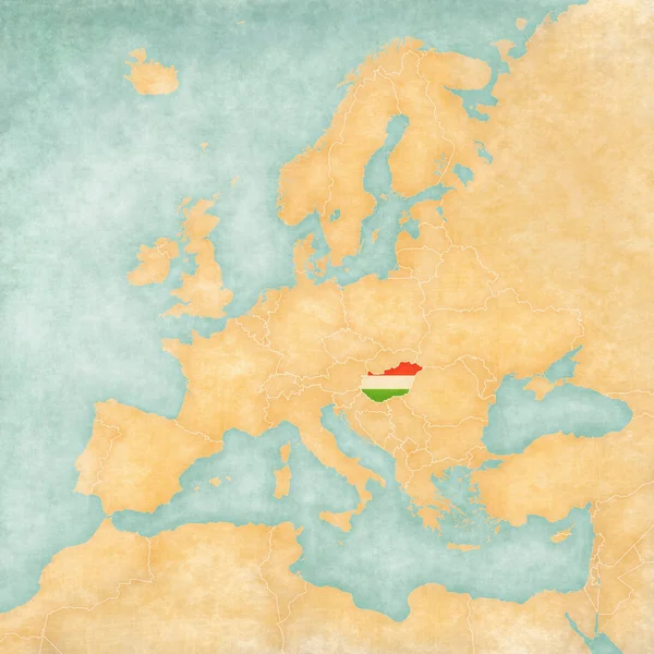 नक्शे के यूरोप - हंगरी (विंटेज श्रृंखला ) — स्टॉक फ़ोटो, इमेज