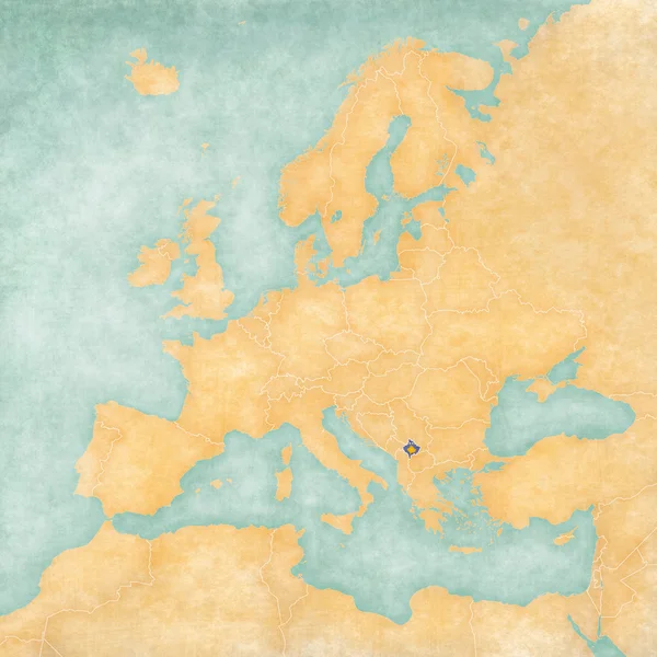 유럽-코소보 (빈티지 시리즈의 지도) — 스톡 사진
