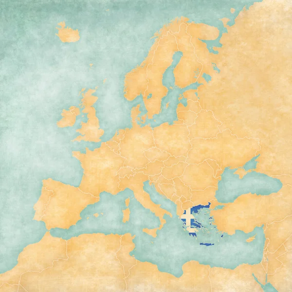 Mappa dell'Europa - Grecia (Vintage Series ) — Foto Stock