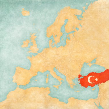 Avrupa Haritası - Türkiye (Vintage serisi)