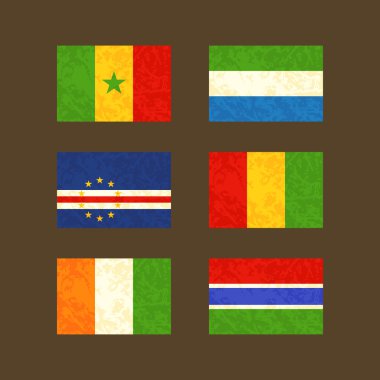 Senegal, Cape Verde, Fildişi Sahili, Sierra Leone, Gine ve Gambiya bayrakları