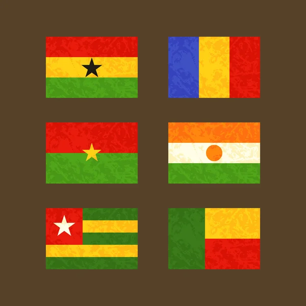 Lijst van vlaggen van Ghana, Tsjaad, Burkina Faso, Niger, Togo en Benin — Stockvector