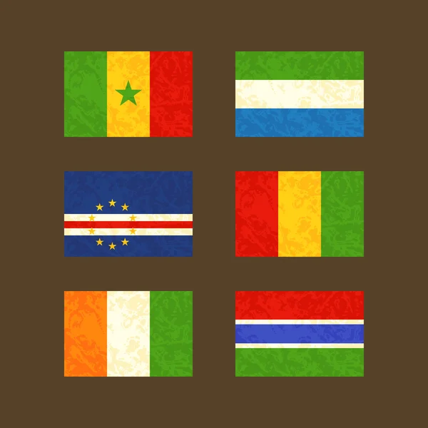 Flags of Senegal, Cape Verde, Ivory Coast, Sierra Leone, Guinea and Gambia — Stock Vector