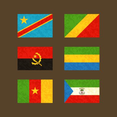 Bayraklar Kongo, Angola, Kamerun, Gabon ve Ekvator Ginesi