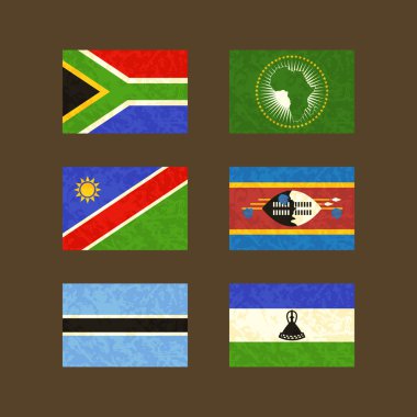 Güney Afrika, Afrika Birliği, Namibya, Svaziland, Botswana ve Lesotho bayrakları