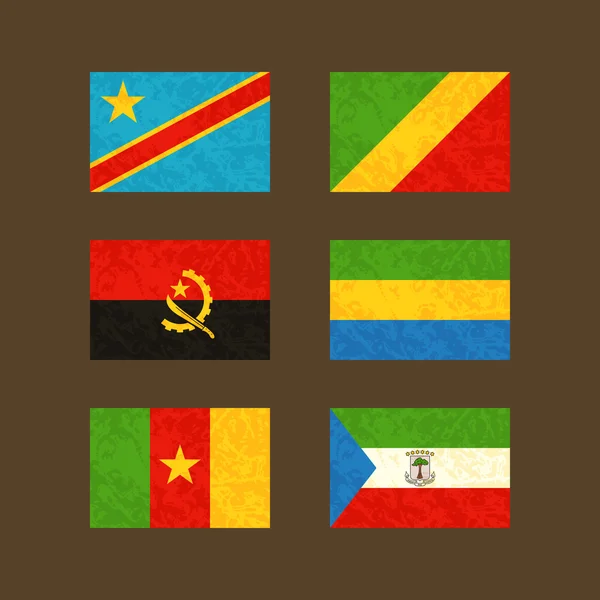 Banderas de Congo, Angola, Camerún, Gabón y Guinea Ecuatorial — Vector de stock