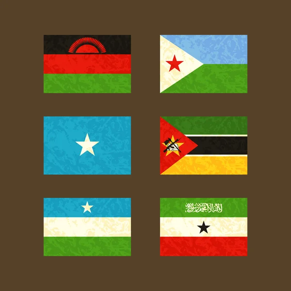 Flags of Malawi, Djibouti, Somalia, Mozambique, Puntland and Somaliland — Wektor stockowy