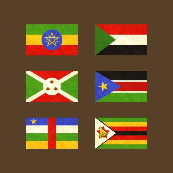 Banderas de Etiopía, Sudán, Burundi, Sudán del Sur, República Centroafricana y Zimbabwe — Archivo Imágenes Vectoriales