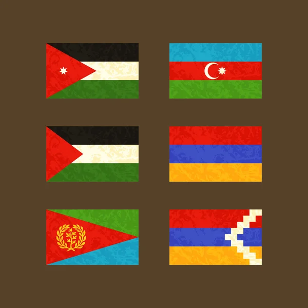 Drapeaux de Jordanie, d'Azerbaïdjan, de Palestine, d'Arménie, d'Érythrée et du Haut-Karabakh — Image vectorielle