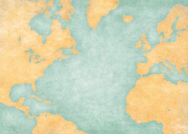 Map of North Atlantic - Blank map (Vintage Series)
