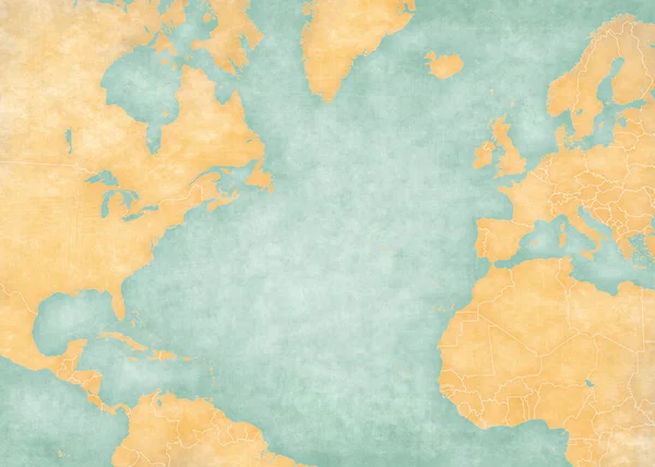 Map of North Atlantic - Blank map (Vintage Series) — Stockfoto