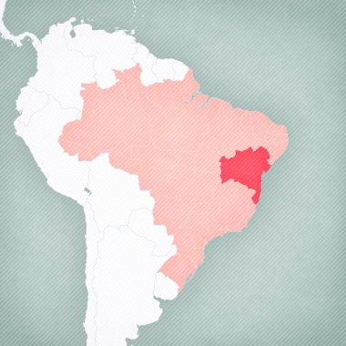 Bahia Brezilya haritasında yumuşak çizgili klasik arka planda. 