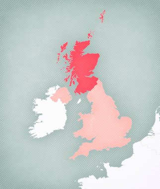 İskoçya Birleşik Krallık haritasında yumuşak çizgili vintage arka planda.