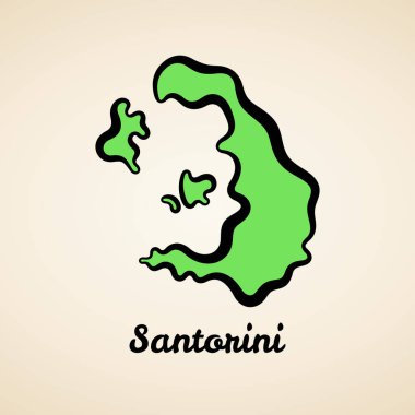 Siyah çizgili Santorini 'nin basitleştirilmiş yeşil haritası.