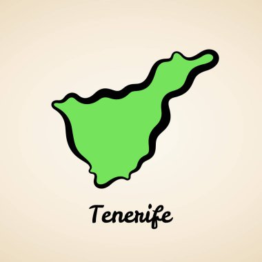 Siyah çizgili yeşil sadeleştirilmiş Tenerife haritası.
