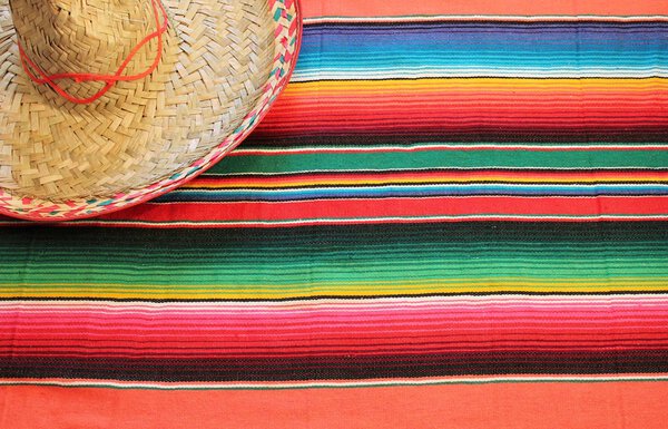 Мексиканское cinco de mayo fiesta serape Poncho Background copy space
