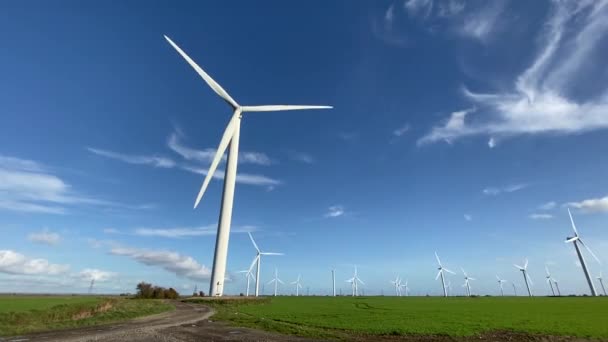 Wind Turbines Produce Electricity Energy Windmill Wind Power Technology Productions — Stock Video