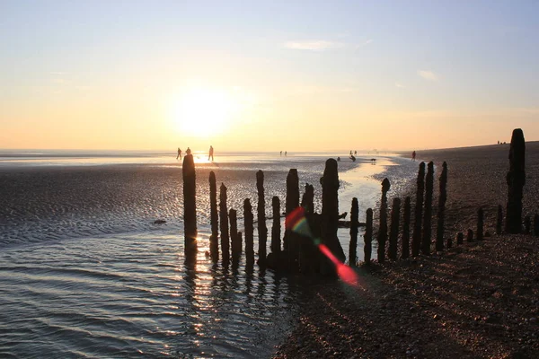 Winchelsea Strand East Sussex Táj Kilátás Apálykor Kitéve Lapos Homok — Stock Fotó