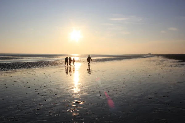 Люди Йшли Засвічуючись Мокрим Піском Пляжі Між Берегом Вінчелсі Природним — стокове фото