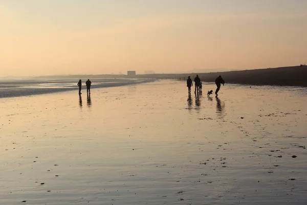 Tramonto Che Riflette Sulla Sabbia Bagnata Beach Tra Spiaggia Winchelsea — Foto Stock