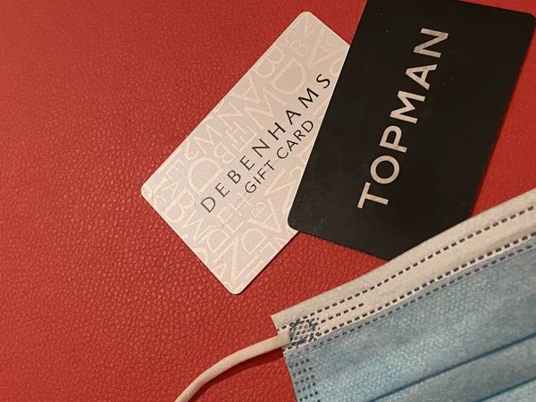 Debenhams Topshop London Dec 2020 Gift Cards Debenhams Topshop Both — Stock Photo, Image