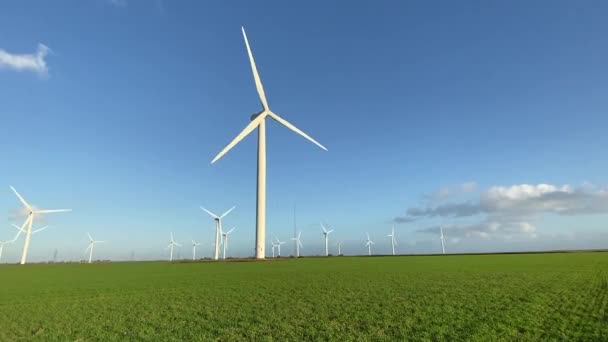 Turbinas Eólicas Que Produzem Energia Elétrica Moinho Vento Produção Tecnologia — Vídeo de Stock