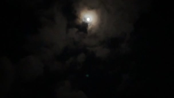 Lună Plină Ascunde Spatele Fundalului Norilor Spațiu Copiere — Videoclip de stoc