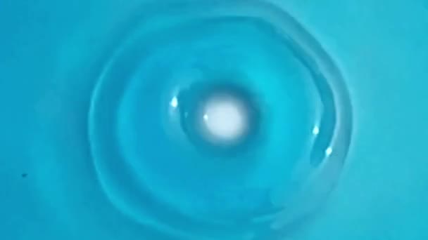 Slow Motion Shot Water Druppel Plons Vallen Stilstand Water Rimpelingen — Stockvideo