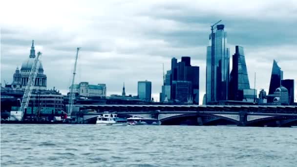Вид Мост Через Реку Тамс Лондоне Англия Анимация Тишины Видеофильм — стоковое видео