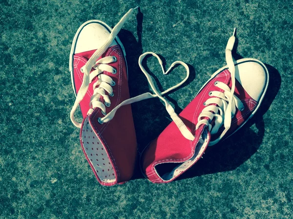 Liebe Herz Baseballstiefel Sneakers Schnürsenkel — Stockfoto