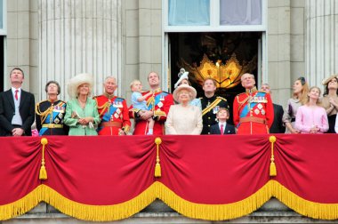 Kraliçe Elizabeth Prens Philip Trooping renk Royal Family balkon 13 Haziran 2015 stok, fotoğraf, fotoğraf, resim, resim, basın, 