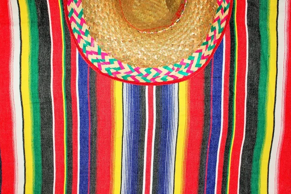 Mexico mexican cinco de mayo poncho fiesta with stripes sombreo blanket stock, photo, photograph, image, picture, — Stock Photo, Image