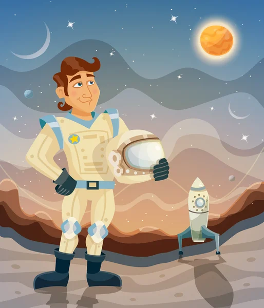 Astronot çizgi film uzay Tema illüstrasyon