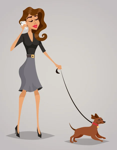 Köpekli genç bir kadın.