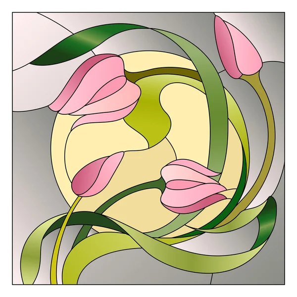 Model de vitralii florale — Vector de stoc