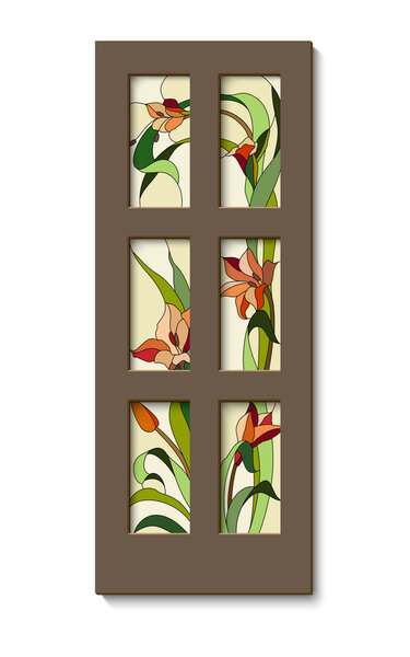 door with stained glass