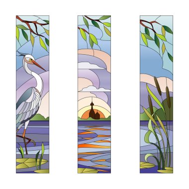 stained glass with heron clipart