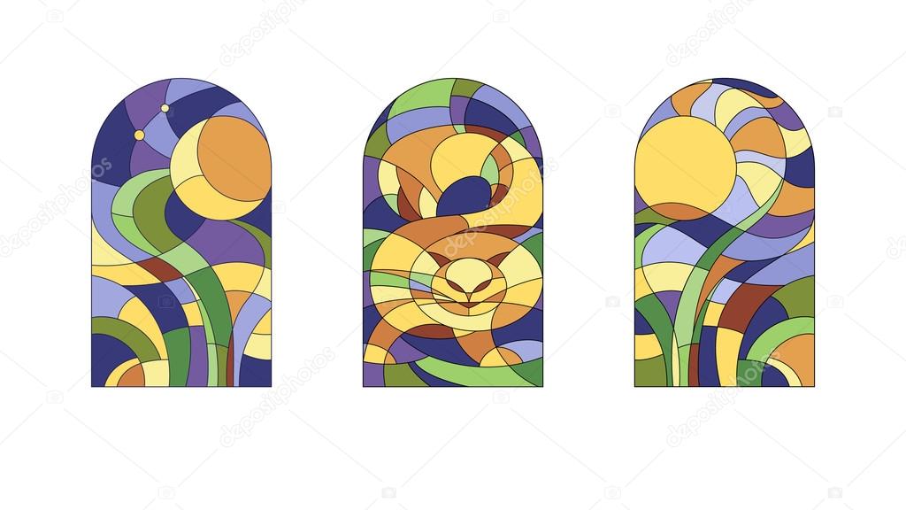 Stained-glass  pattern with cat